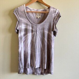 CHASER Soft Jersey Tie-Dye Cold Shoulder Women's T-Shirt‎ Top Size S